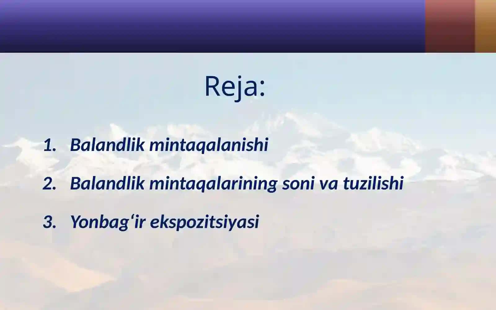 Balandlik mintaqalanishi qonuniyati 2