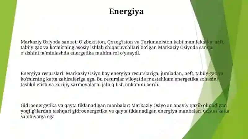 Markaziy Osiyoda Sanoat Tarmoqlari 2