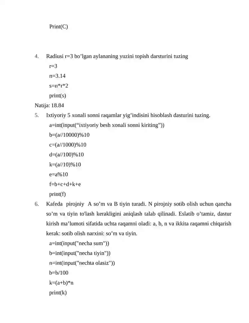 Iqtisodiyotda dasturlash 2