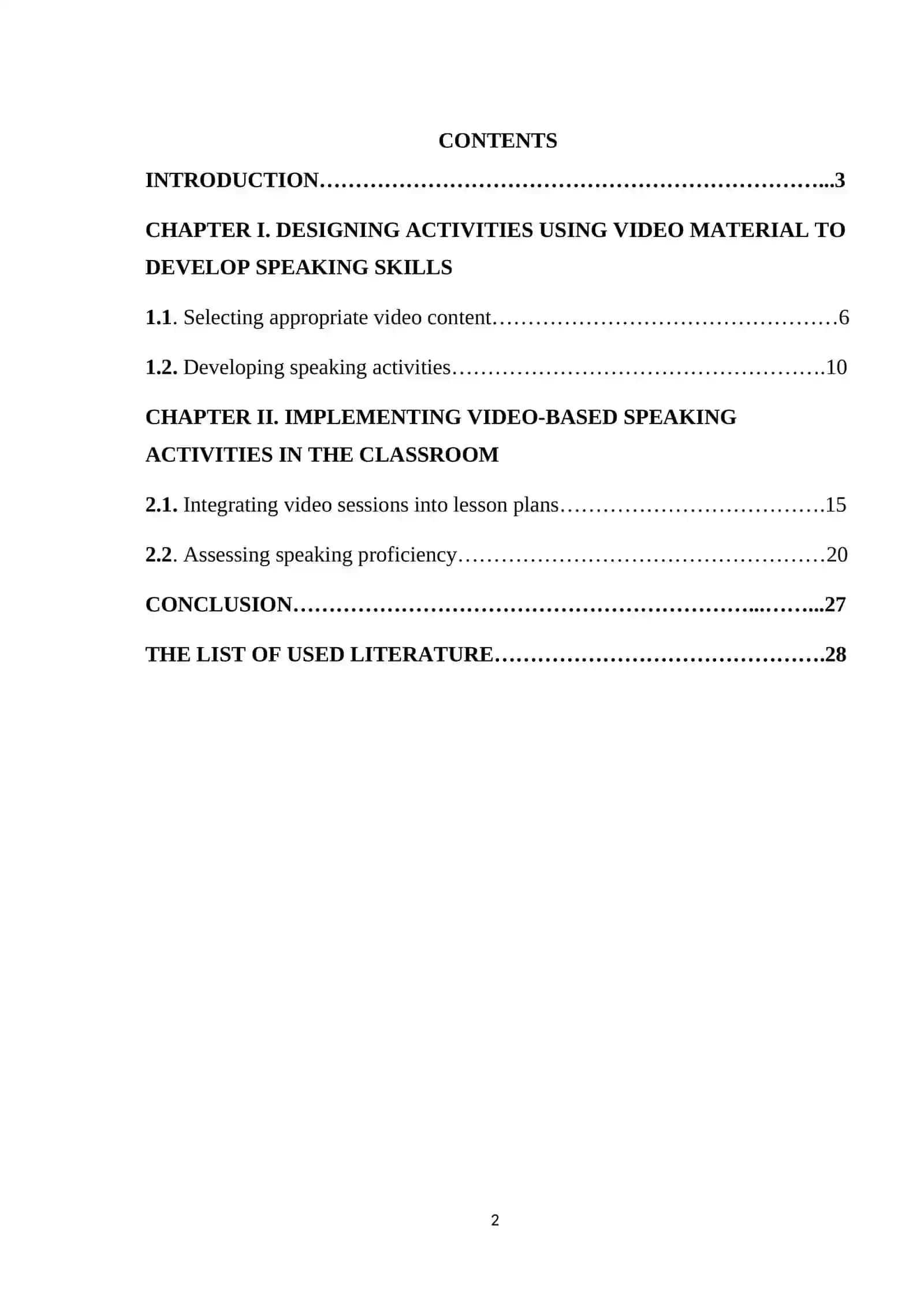 Theme: Using video materials for developing the speaking skills of children 2