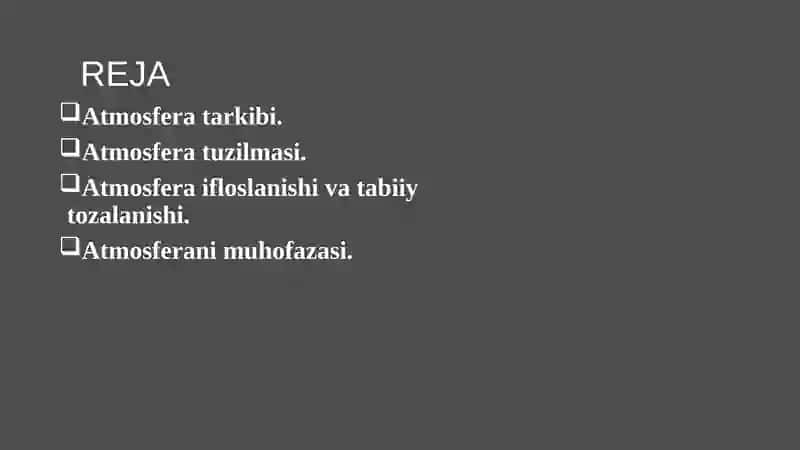 Atmosfera va uni muhofazasi 2