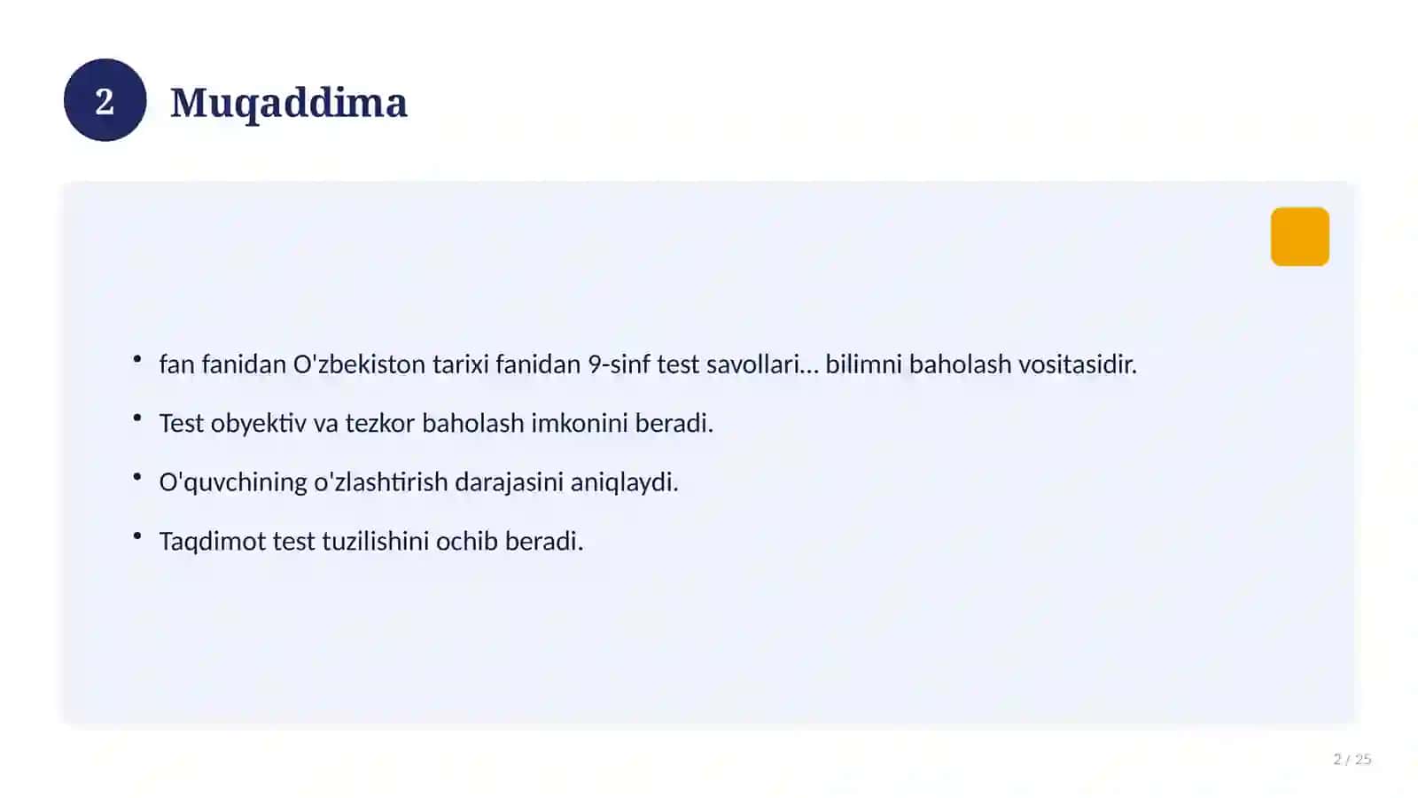 O'zbekiston tarixi fanidan 9-sinf test savollari to'plami 2