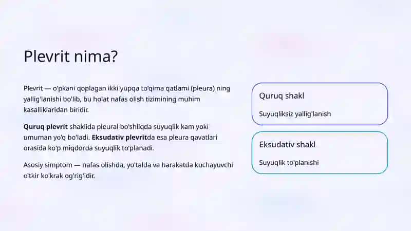 Plevrit: Quruq va Eksudativ Shakllari 2
