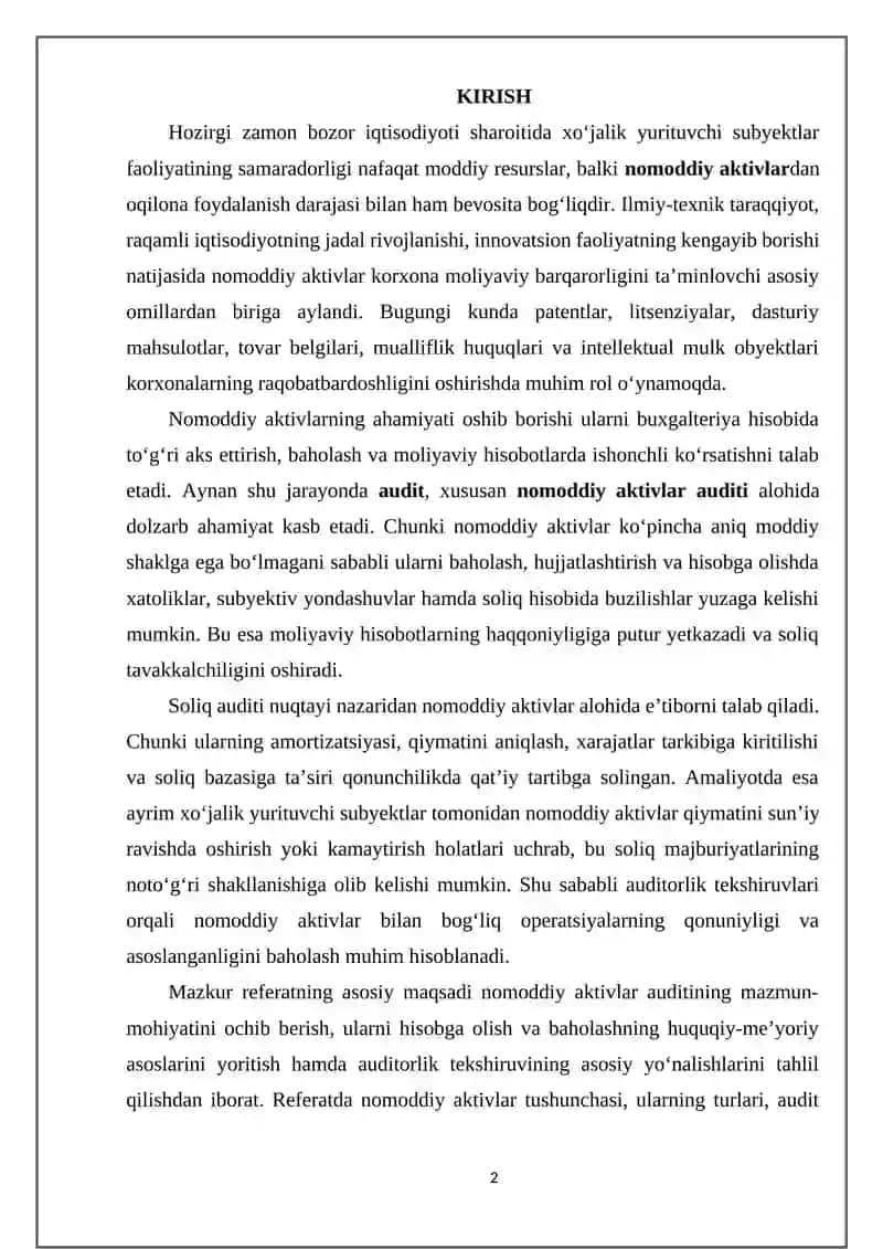 Nomoddiy aktivlar audit 2