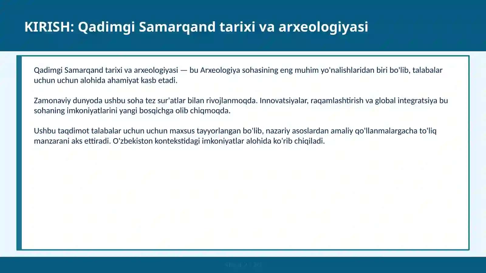 QADIMGI SAMARQAND TARIXI VA ARXEOLOGIYASI 2