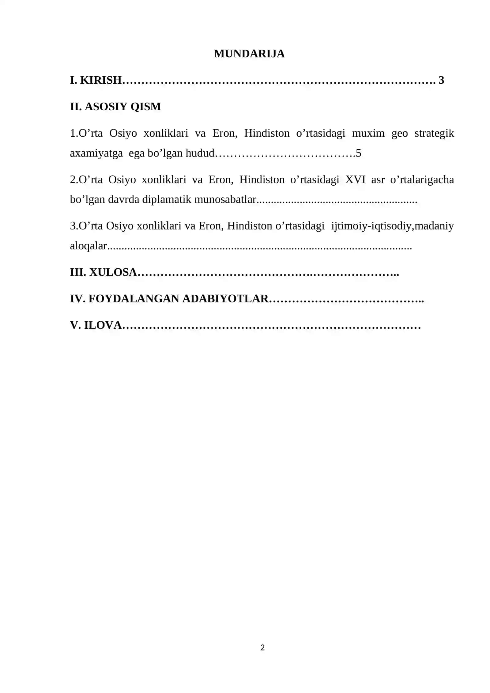 O’RTA OSIYO XONLIKLARINING, ERON, HINDISTON O’RTASIDAGI DIPLAMATIK MUNOSABATLAR 2
