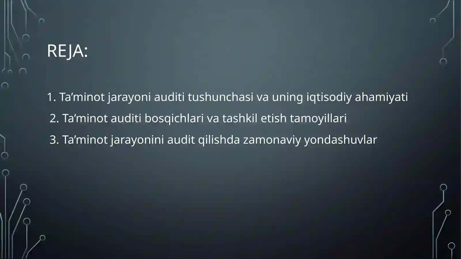 Ta’minot jarayoni auditini tashkil qilish 2
