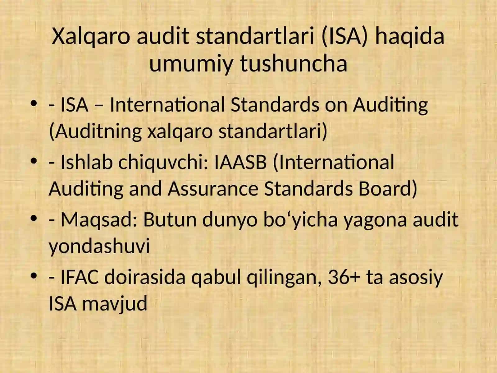 Auditning xalqaro standartlari va ularning turlari 2