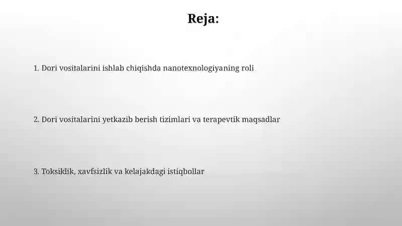 Nanotexnologiyalar va Dori Vositalar 2