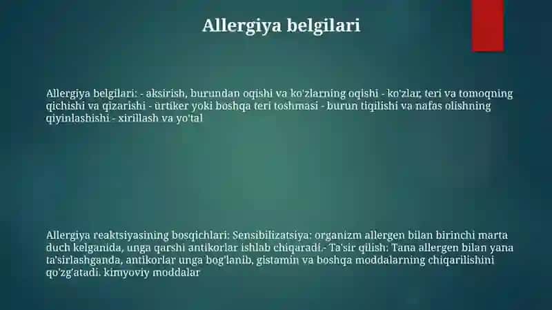 Allergiya Turlari Tiplari Va Bosqichlari 2