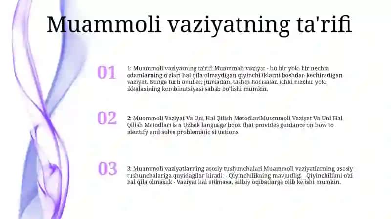 Muommoli Vaziyat Va Uni Hal Qilish Metodlari 2
