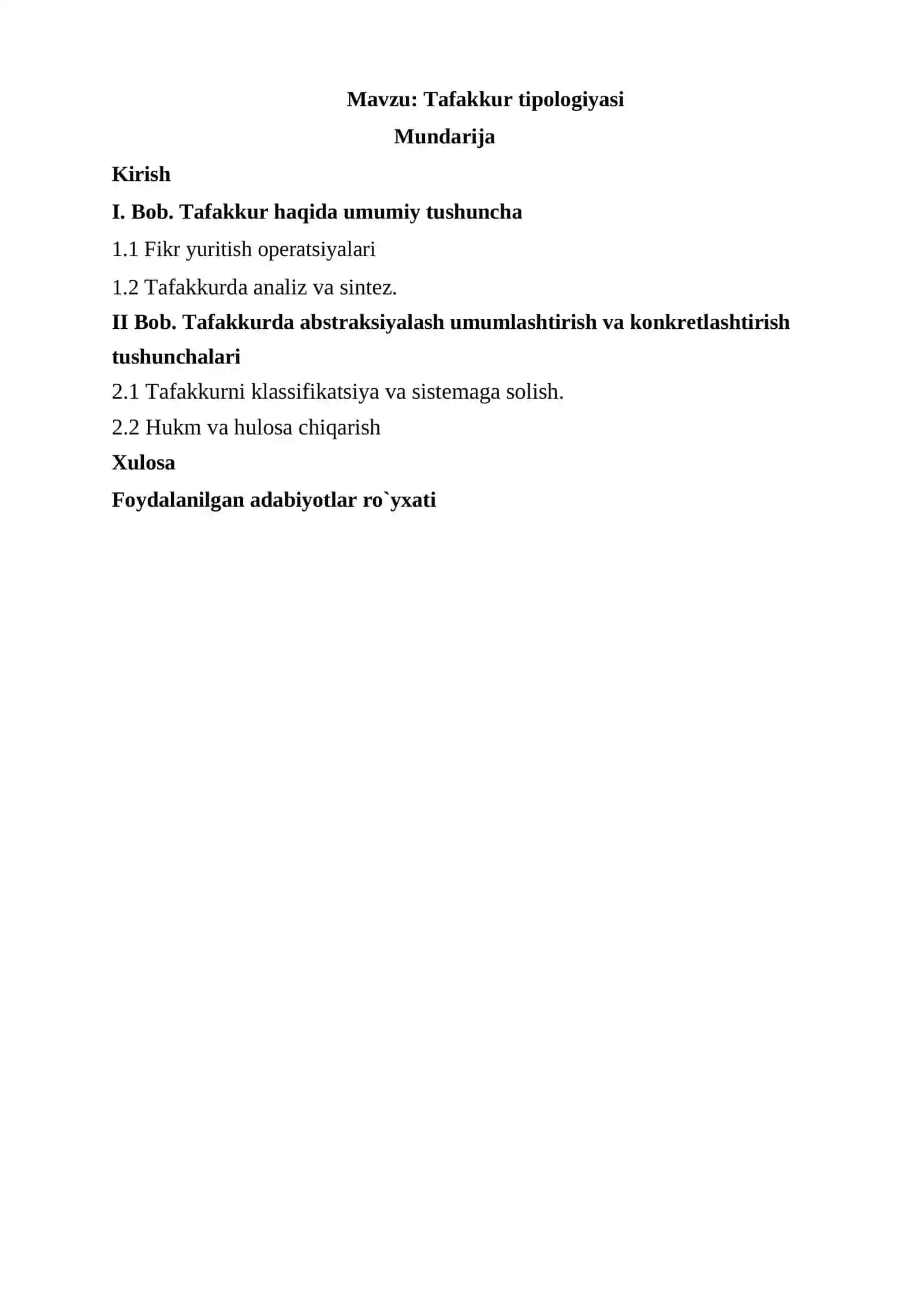 Tafakkur tipologiyasi 2