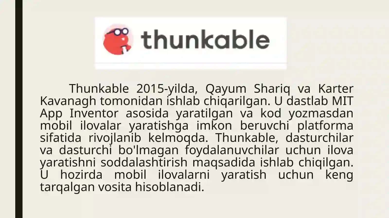 Thunkable tizimida mobil ilovalar yaratish 2