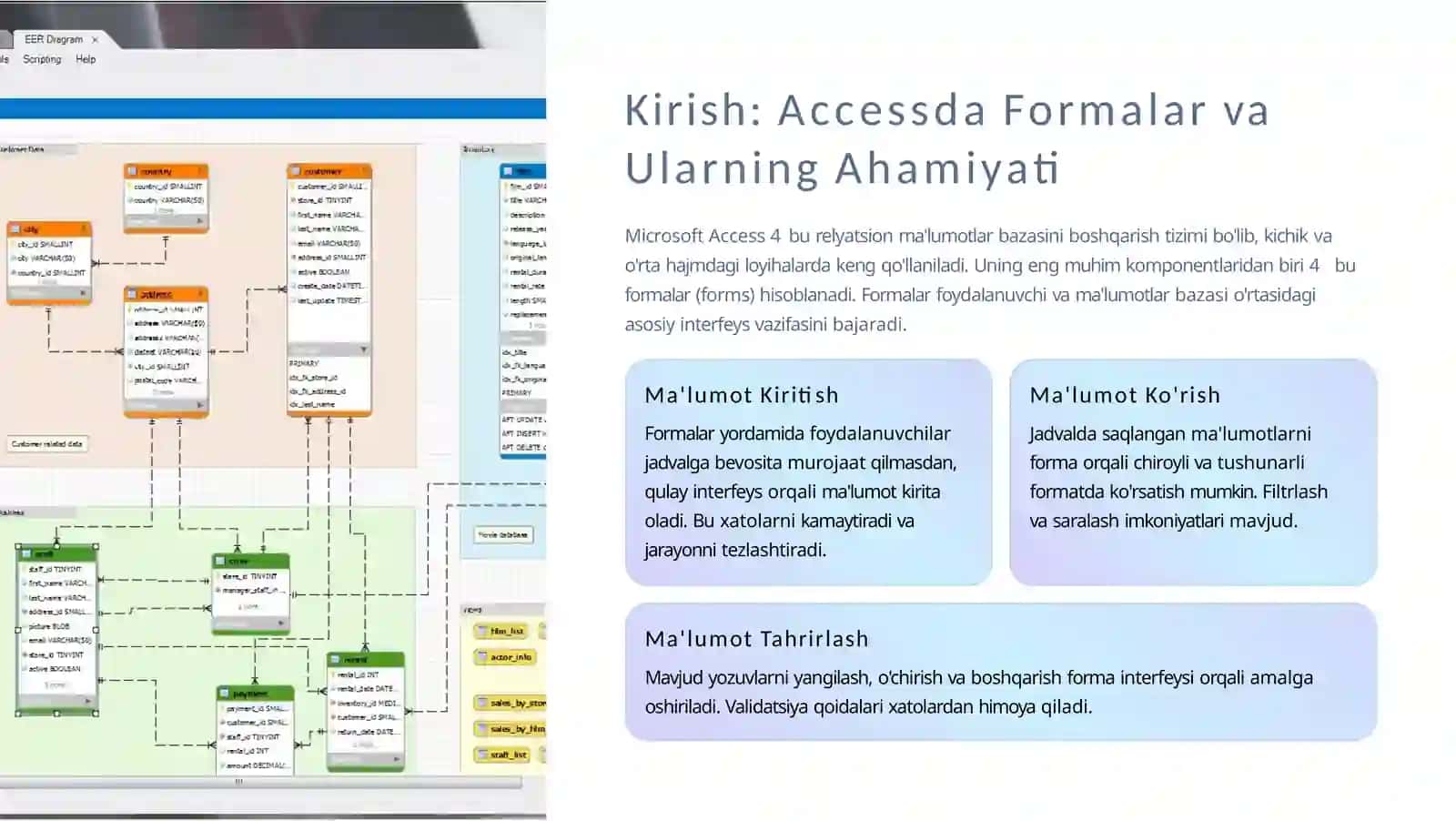 Accessda Formalar Bilan Ishlash 2