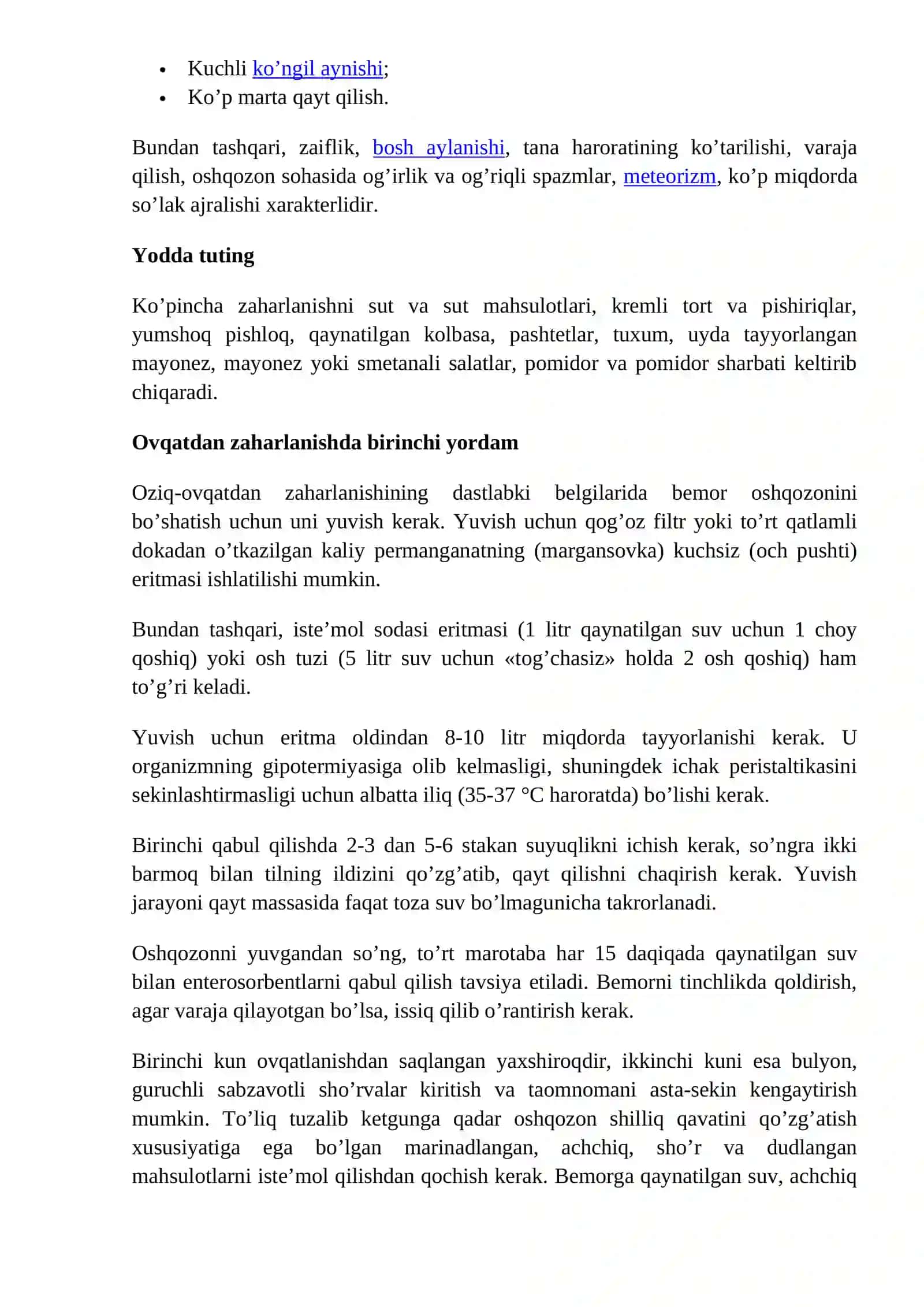 Ovqatdan zaharlanish alomatlari 2