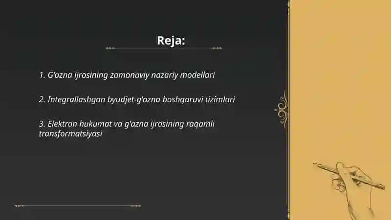 Davlat byudjeti g'azna ijrosining zamonaviy modellari 2