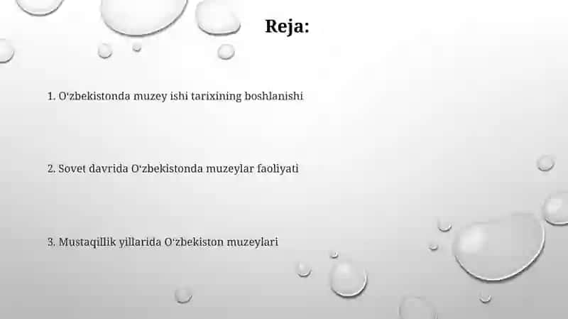 O‘ZBEKISTONDA MUZEY IShI TARIXI 2