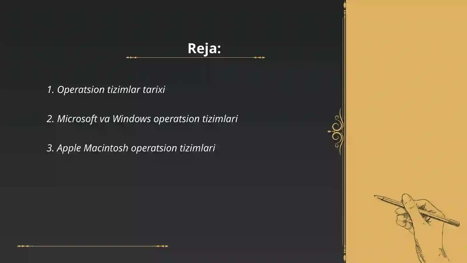 Microsoft, Windows, Apple Macintosh va Luniz operatsion tizimlarining umumiy tavsiflari 2