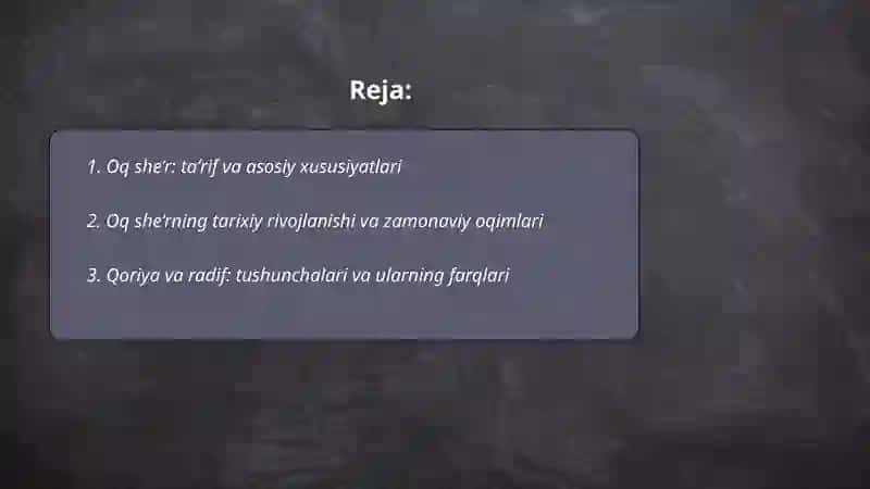 Oq she’rning asosiy xususiyatlari 2