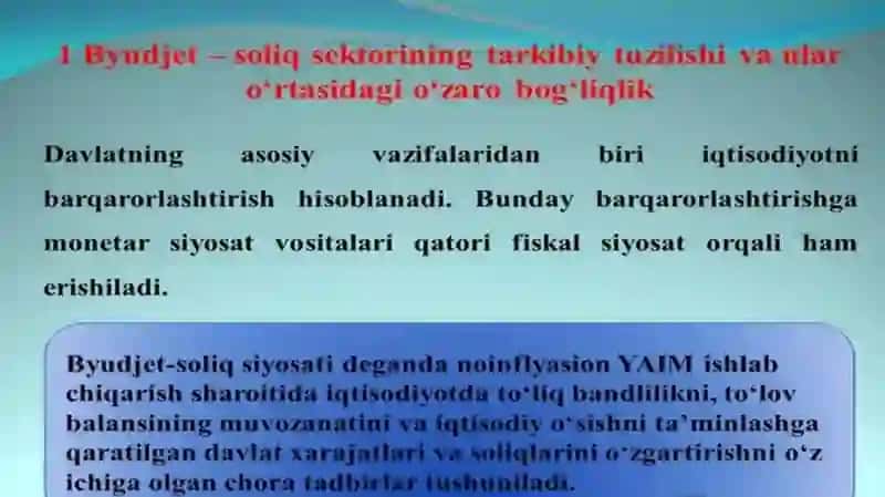 Davlat byudjeti daromadlarida soliqlar samaradorligi 2