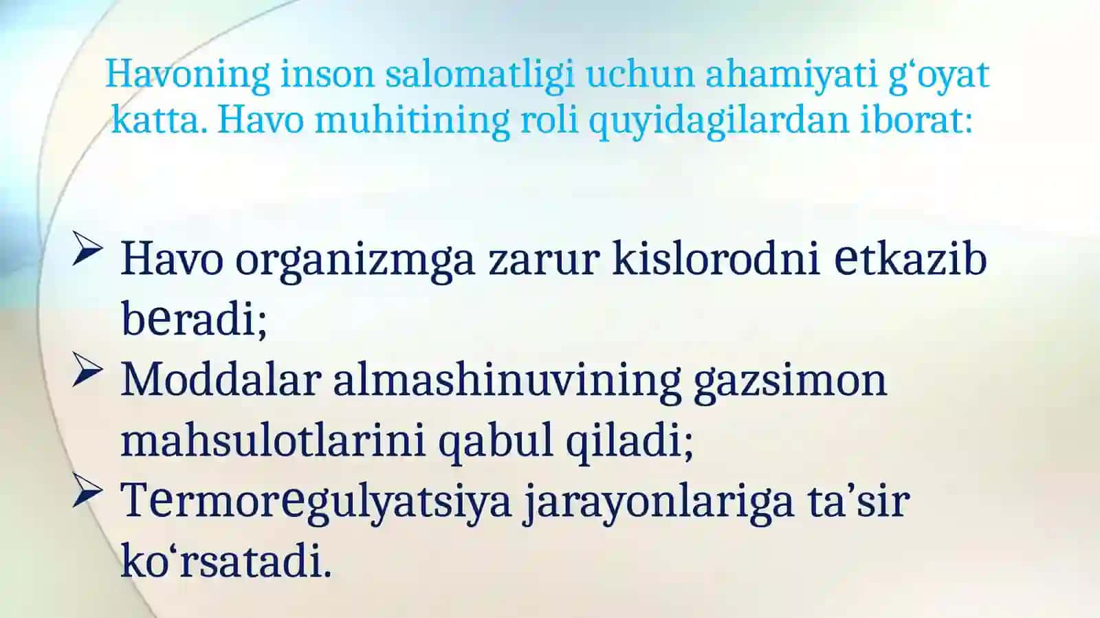 Havomuhitining gigiyenikahamiyati 2