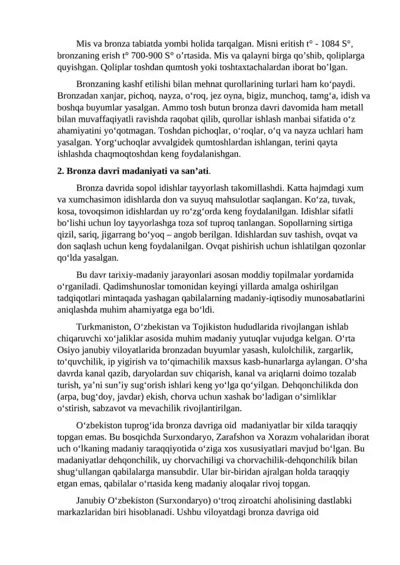 Bronza davri madaniyati va san’ati 2