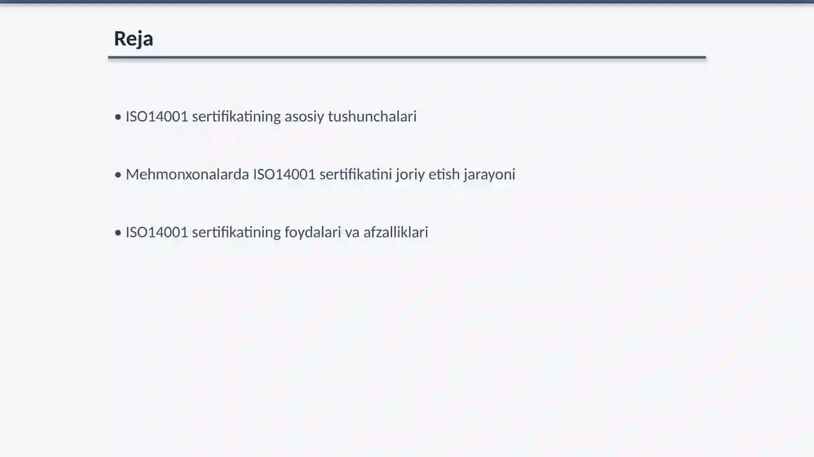 Mehmonxona faoliyatida ISO14001 sertifikati 2