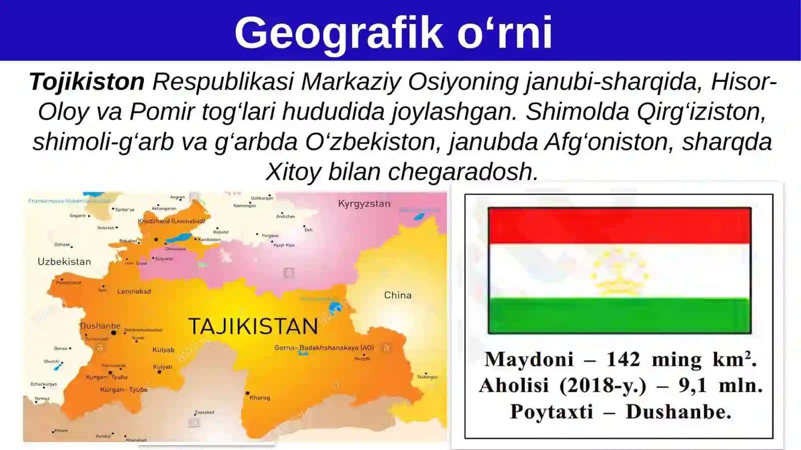 Tojikiston Respublikasi 9-sinf GEOGRAFIYA 2