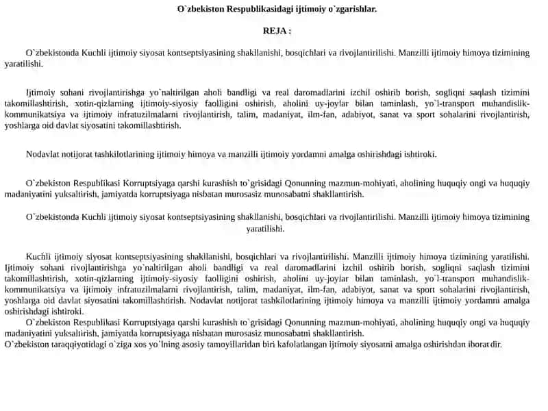 Oʻzbekistondagi oʻzgarishlar 2