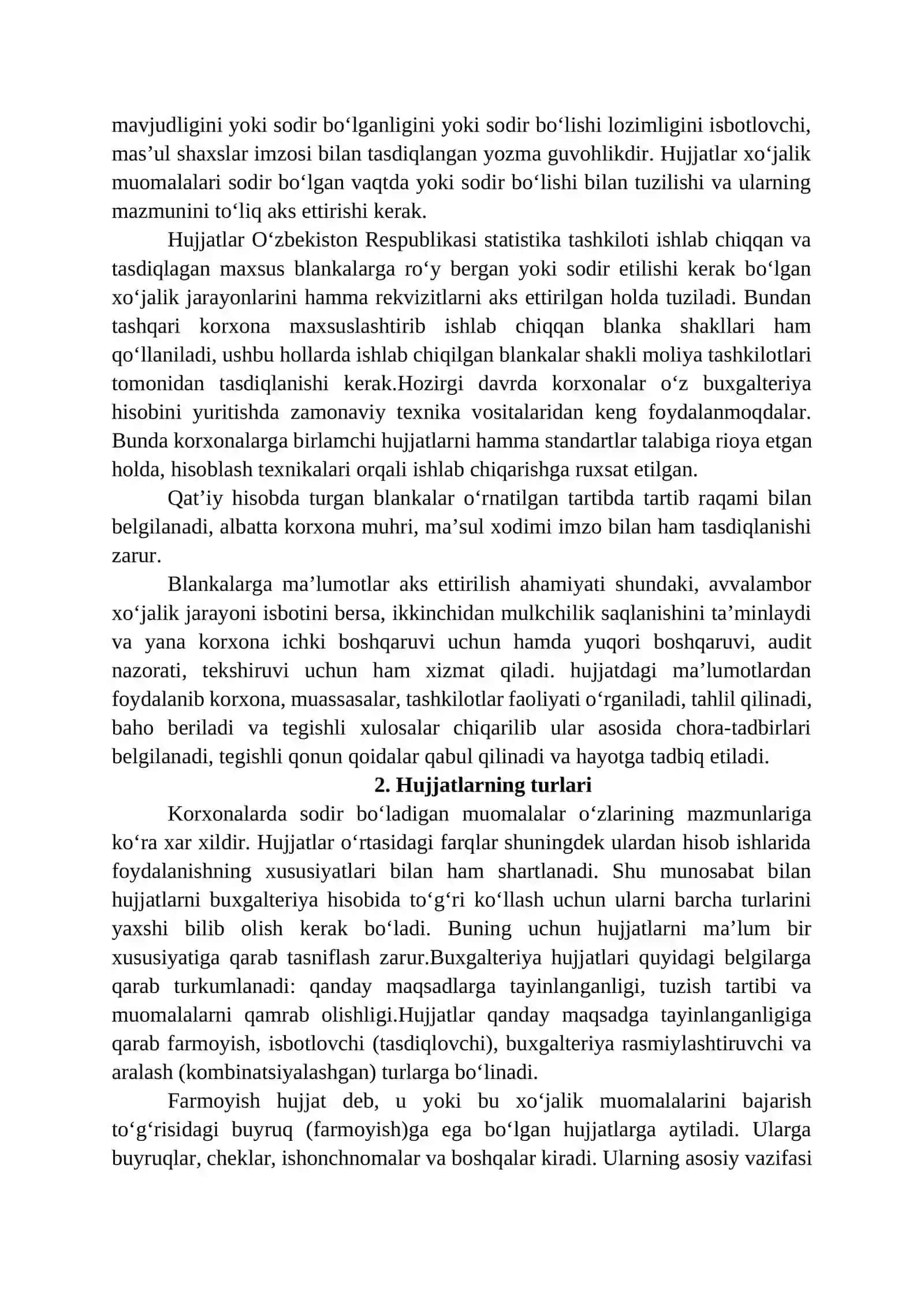 Hujjatlashtirish va inventarizatsiya 2