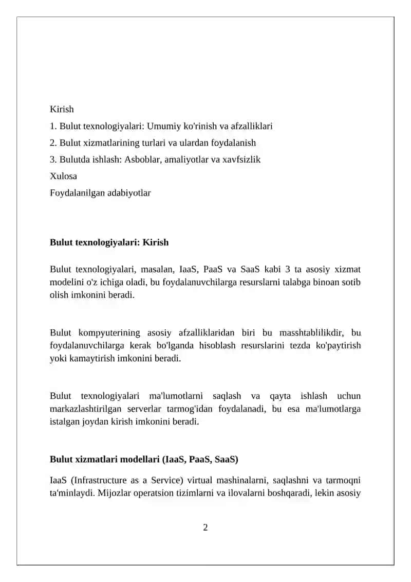 Bulutli texnologiyalar va ular bilan ishlash 2