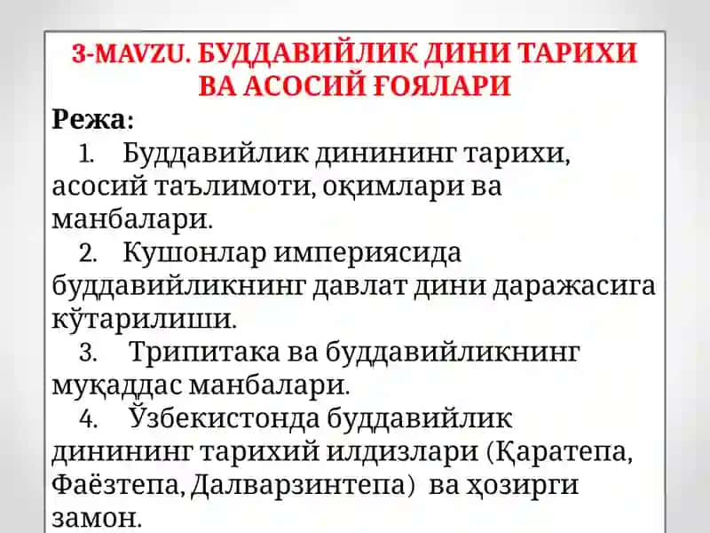 Buddaviylik Dinining Tarixi va Asosiy Gʻoyalar 2