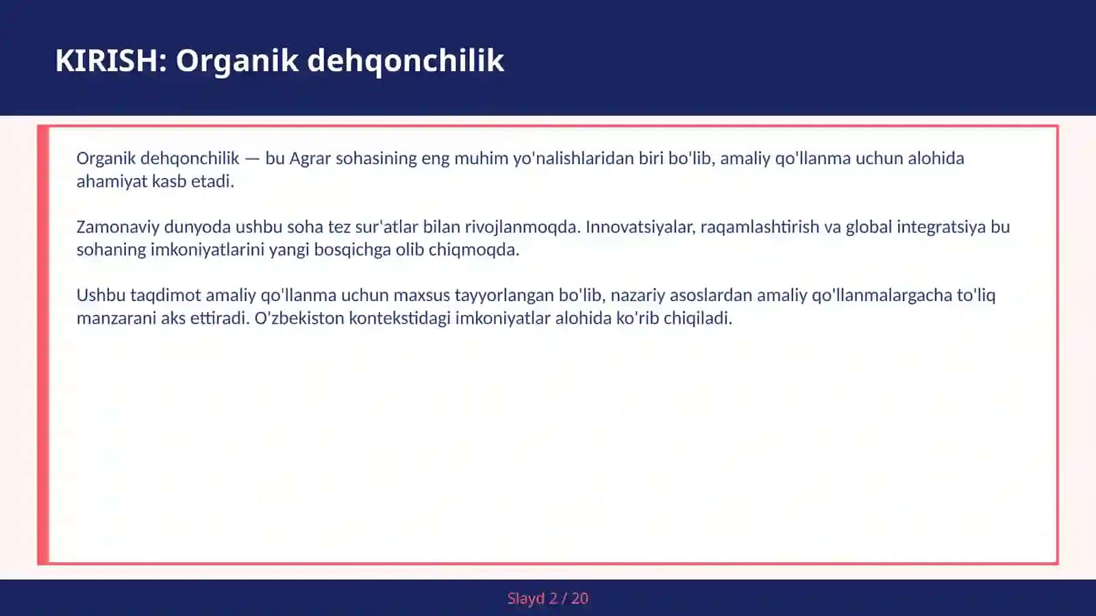 Organik dehqonchilik amaliy qo'llanma 2