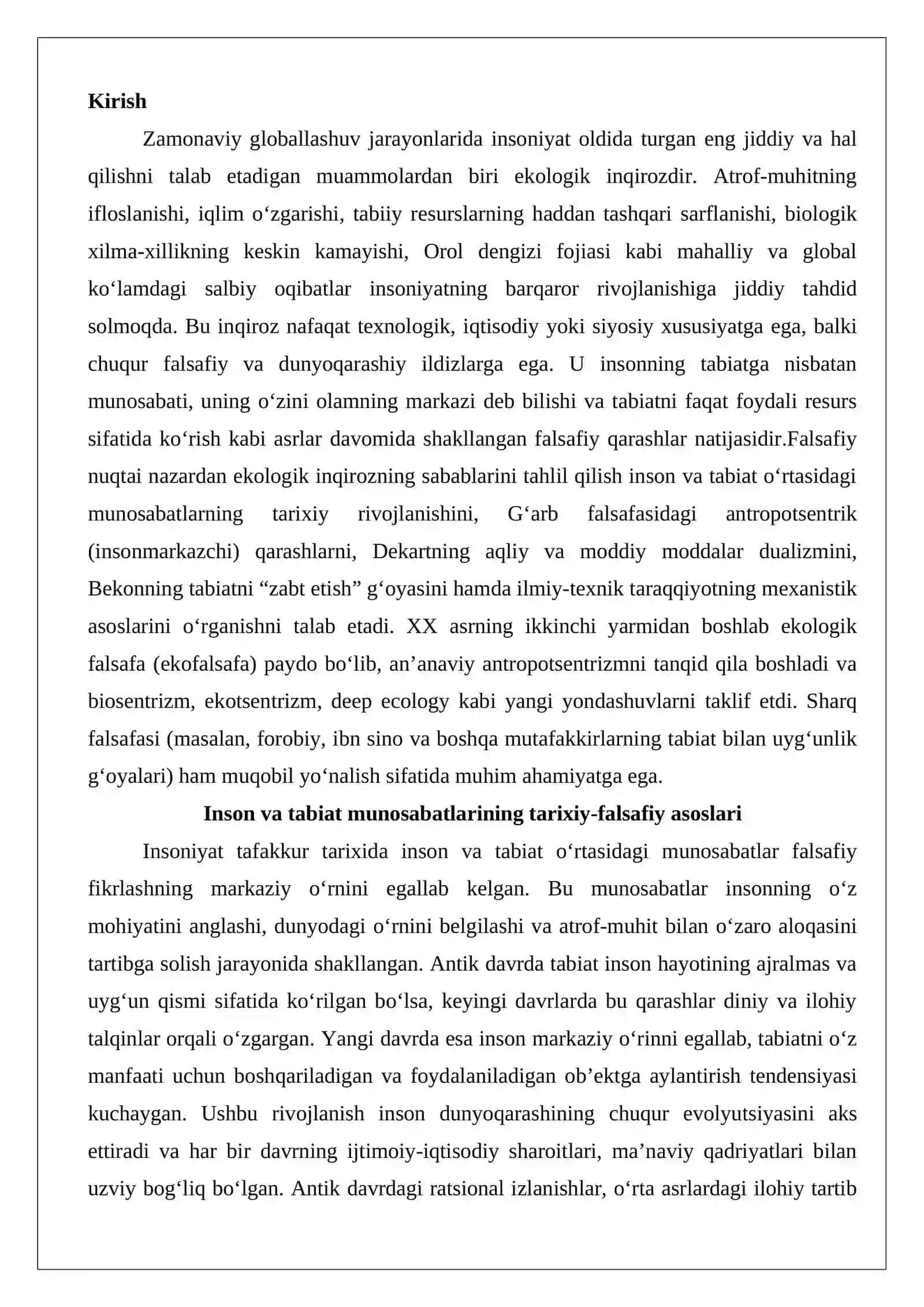 Ekologik inqirozning falsafiy ildizlari 2