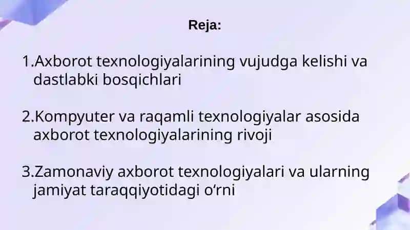 Axborot texnologiyalarining rivojlanish tarixi 2