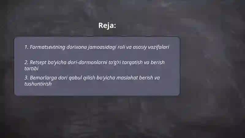Farmatsevt dorixona jamoasining a'zosi 2