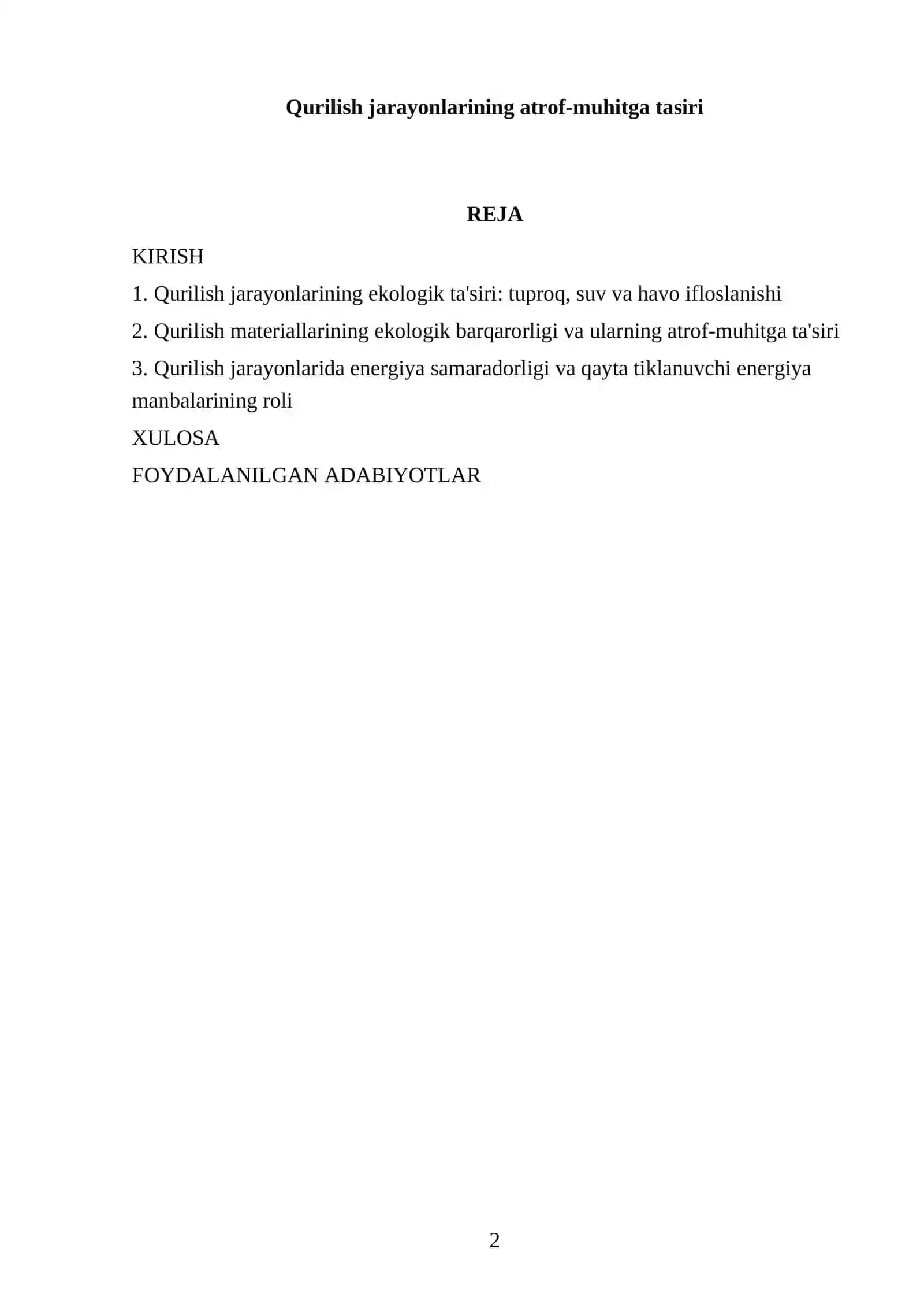 Qurilish jarayonlarining atrof-muhitga tasiri 2
