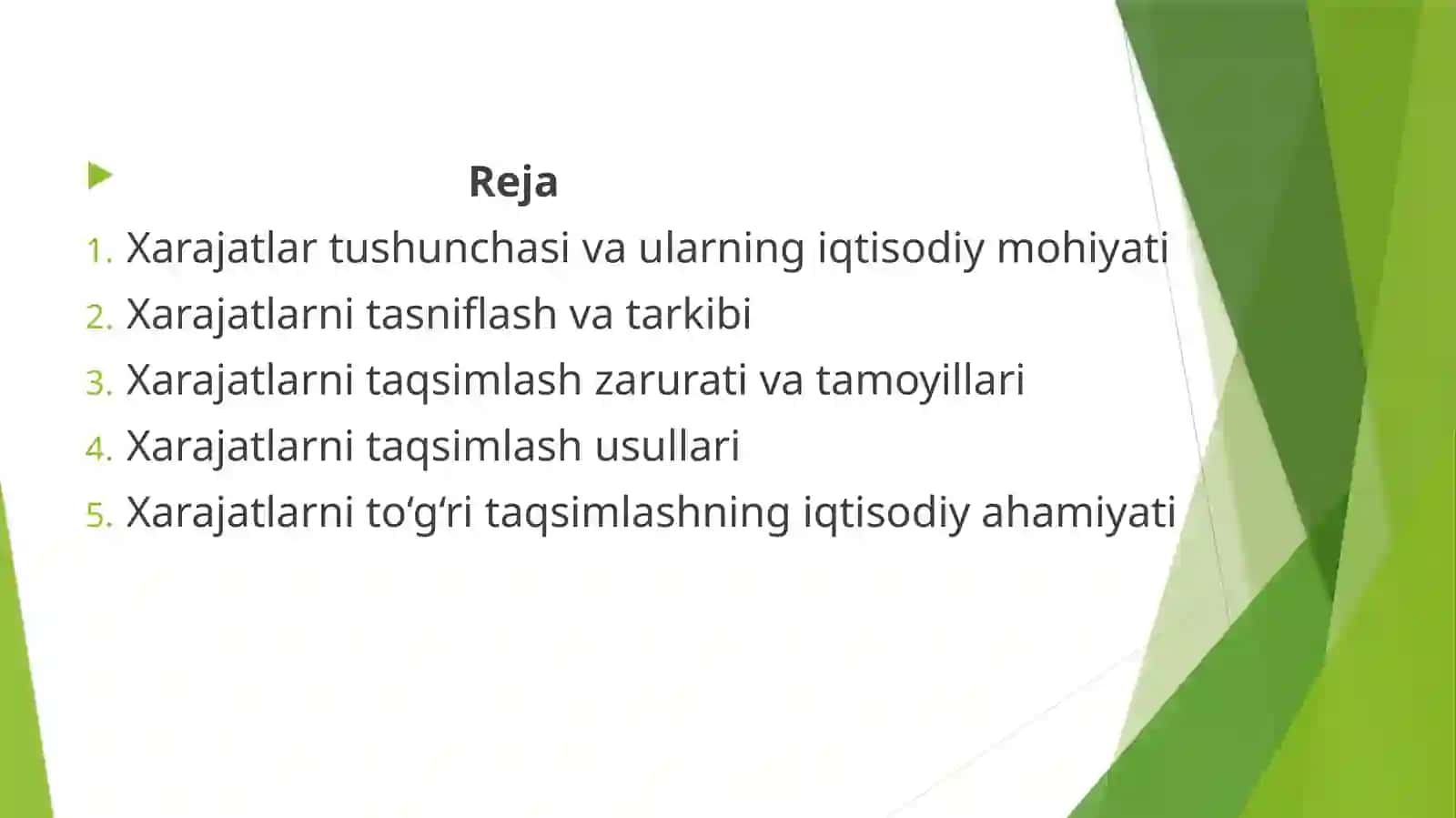 Xarajatlarni taqsimlash tarkibi 2