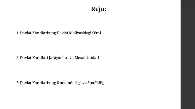 Davlat Xaridlarining Davlat Moliyasidagi O'rni 2
