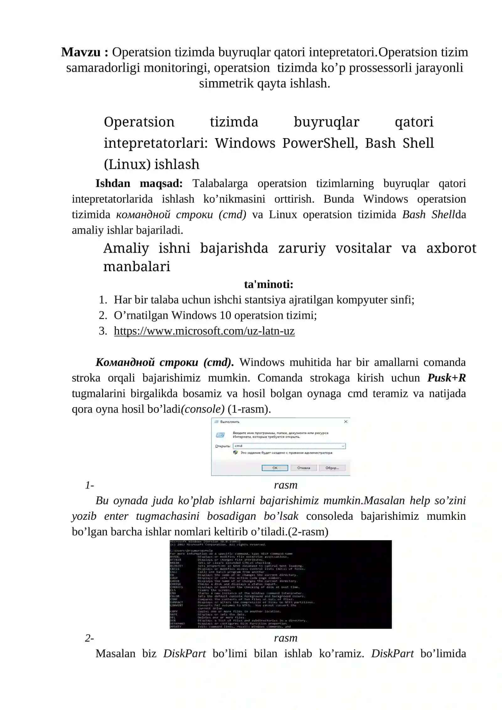Operatsion tizimda buyruqlar qatori intepretatori 2