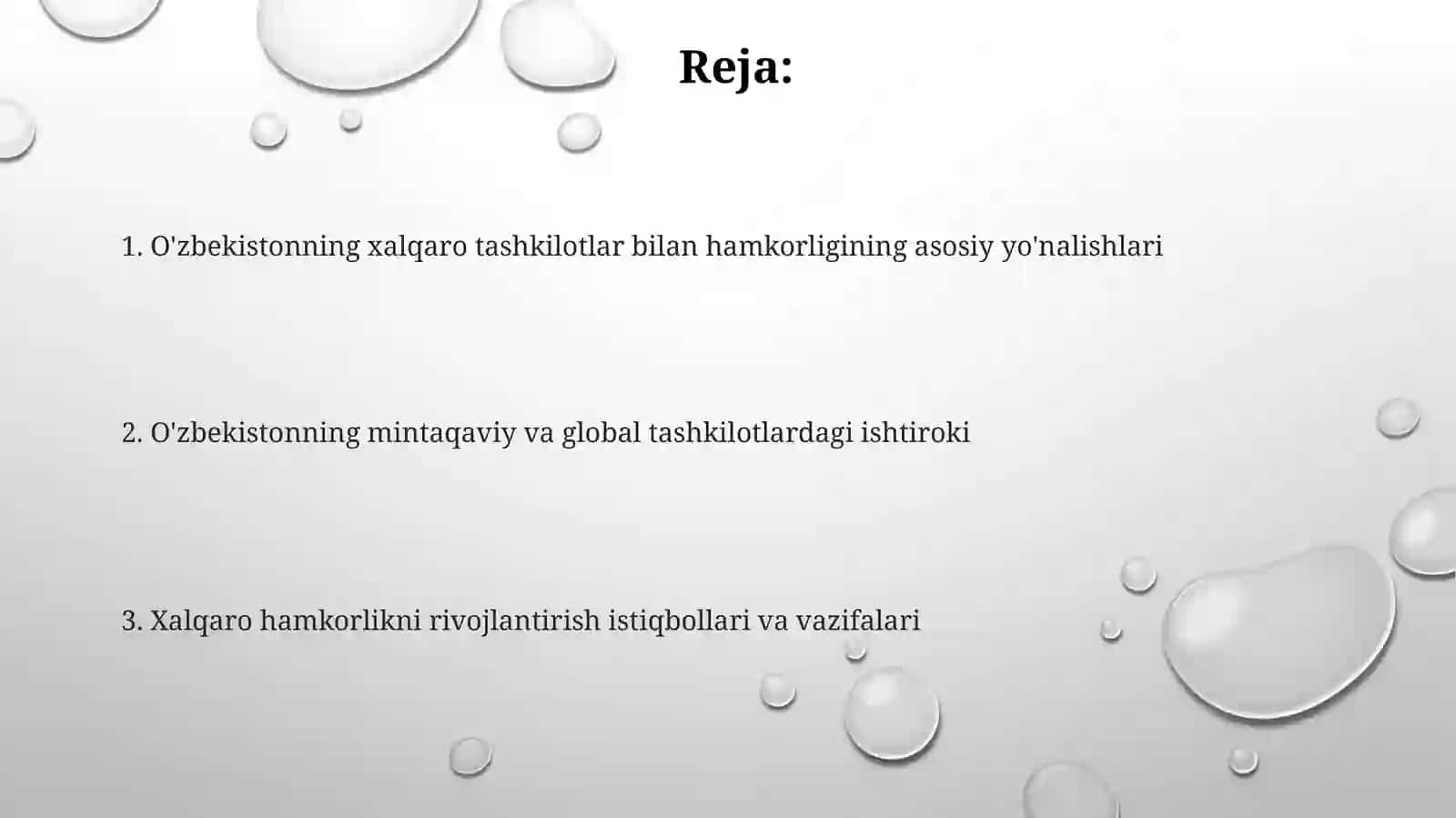 O'zbekistonning xalqaro tashkilotlar bilan hamkorlik 2