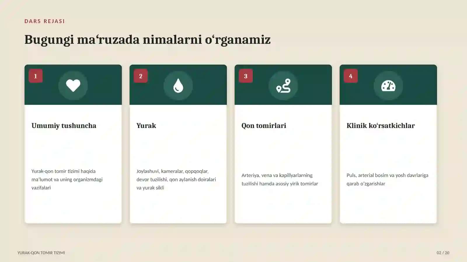 TIBBIYOT TEXNIKUMI yurak qon tomir tizimi 2