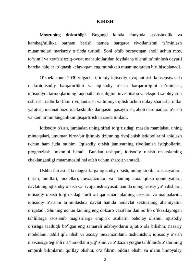 Iqtisoiy o'sish va rivojlanish 2