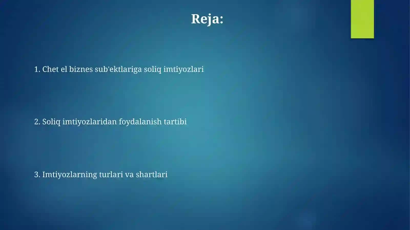 Soliq imtiyozlari turlari 2