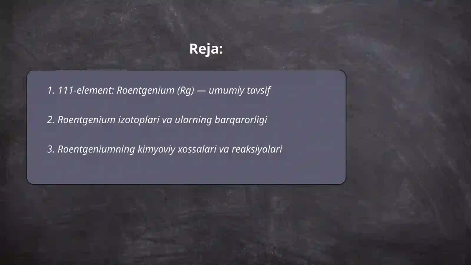 Elementlarning xossalari izotoplari reaksiyaga kirishishi formulalar 2