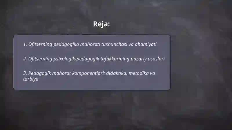 Ofitserning pedagogika mahorati 2