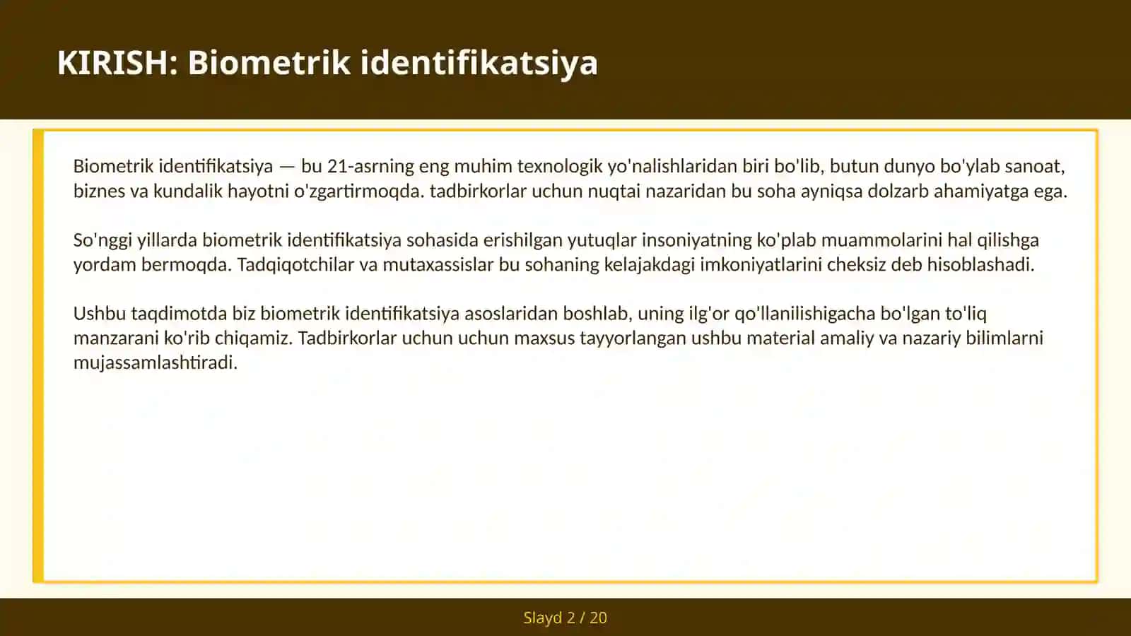 Biometrik identifikatsiya 2
