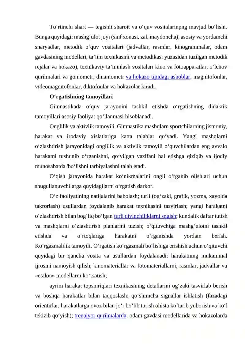 Gimnastika mashqlarini o'rgatish metodikasi 2