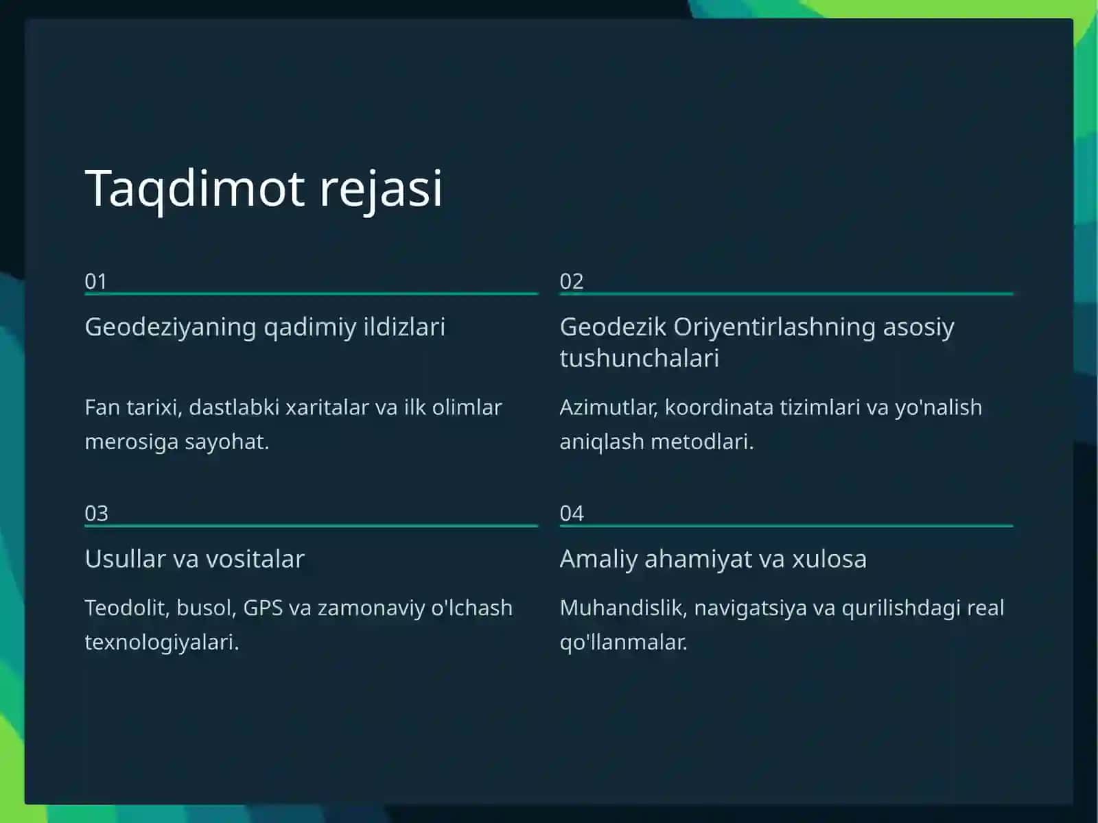 Geodezik Oriyentirlash: Yer yuzasini tushunish san'ati 2