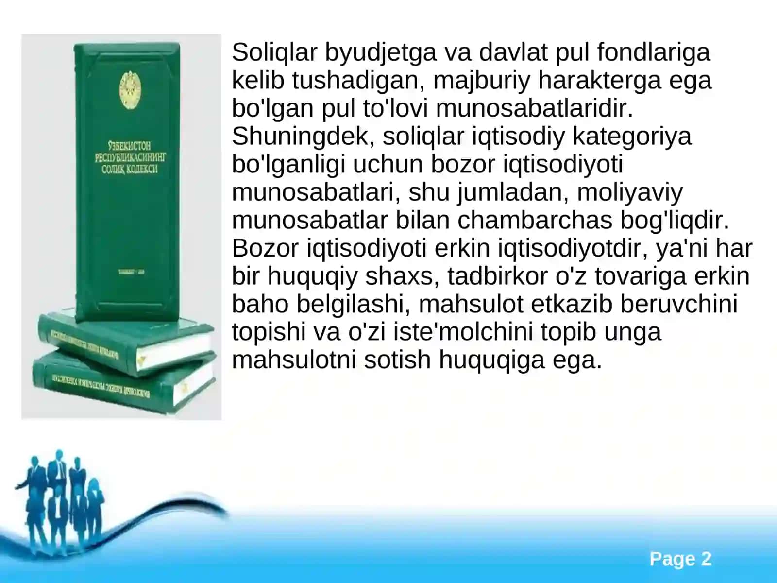 Oʻzbekiston Respublikasida Mahalliy soliqlar va yigʻimlar 2